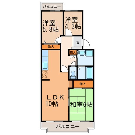 ベルデュール春日井の物件間取画像